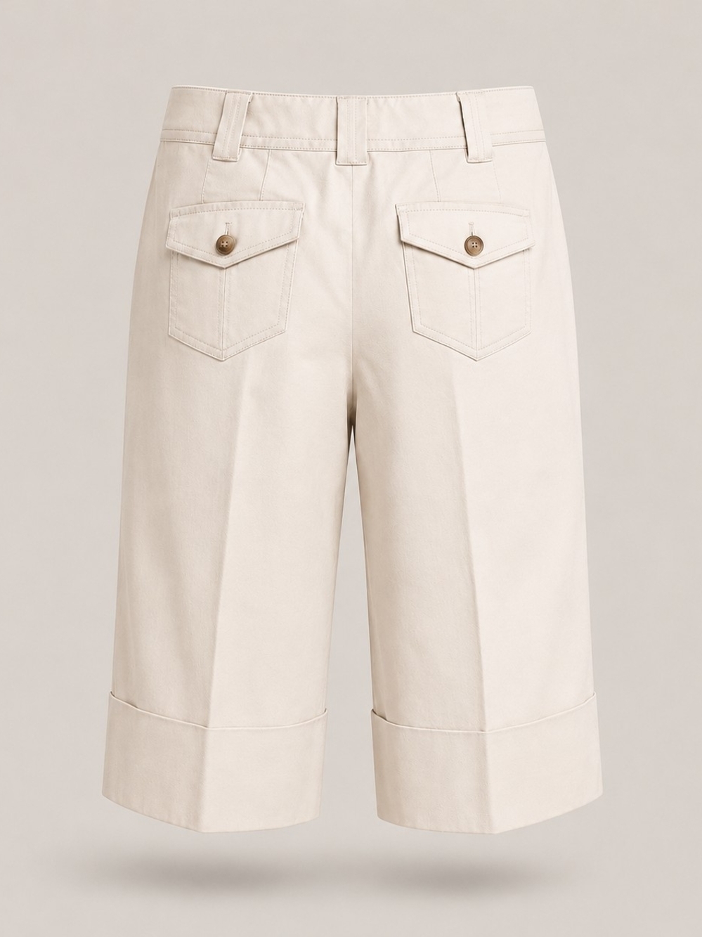 Ann Taylor Cream Tailored Bermuda Shorts - Cuffed Knee-Length - Picture 3 of 10